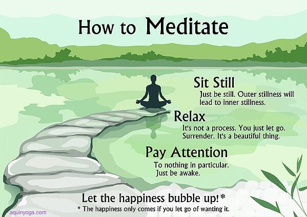 Sit Still. Outer stillness will lead to inner stillness. Relax. You just let go. Surrender. Pay Attention to nothing in particular. Just be awake. Let the happiness bubble up! The happiness only comes if you let go of wanting it.
